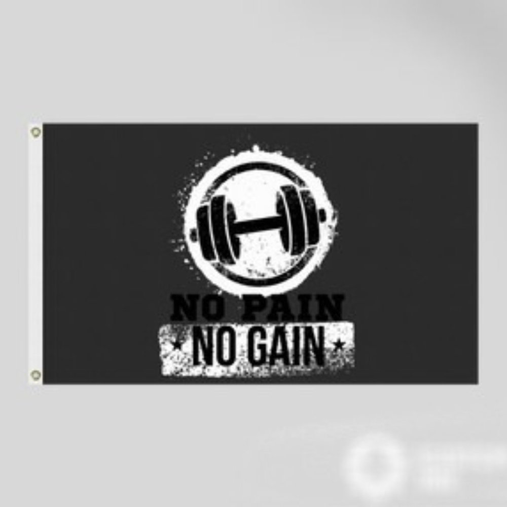No Pain No Gain Full Color 5' x 3' One Sided Flag